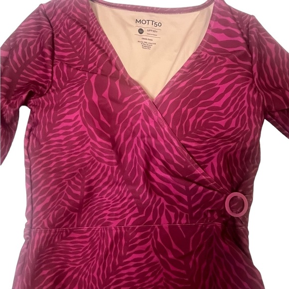 MOTT50 Ocean Imprint Natural Mia Elbow Sleeve Wrap One Piece Swimsuit‎ - Picture 4 of 5